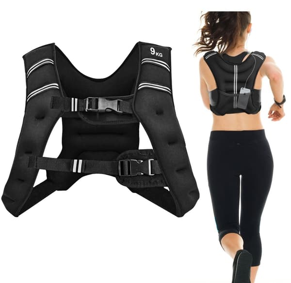 Vektvest, 9 kg, justerbar, reflekterende stropper 9500
