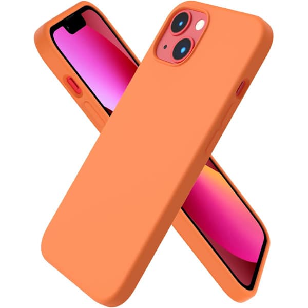 iPhone 13 Case, Liquid Silicone Case for 6.1 inch iPhone 13, Ultra-thin Case, Full Coverage Shockproof Protective Soft Case Orange Orange