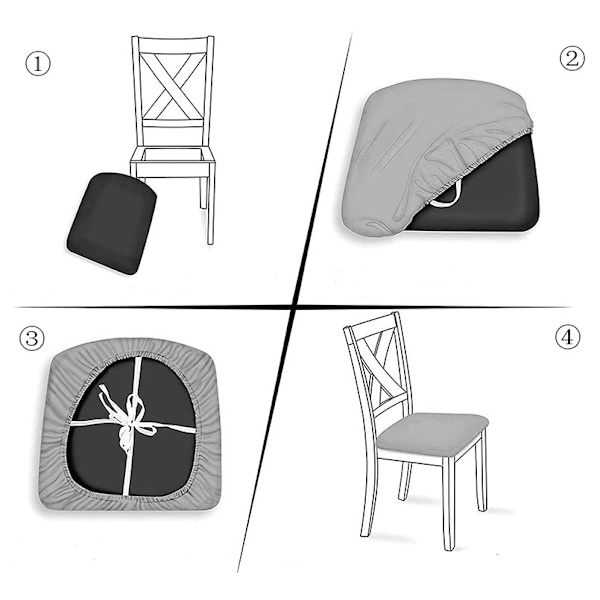 4 stk Spisebordstolsdeksler for vanntett sete PU-lær Setetrekk for stoler Cover, svart svart 4 st
