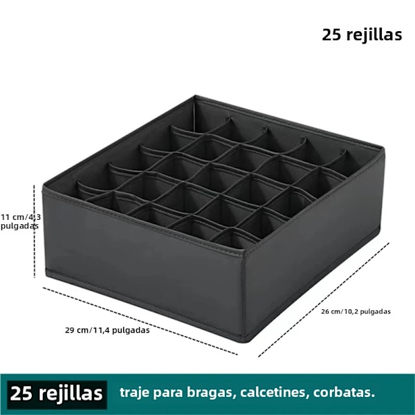 Lådinsats Underklädesförvaring Strumpor Och BH Byxor Förvaringslåda Skåp Lådinsats För Kläder Slipsar Garderobskläder 25 Grids