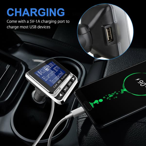 Trådløs Bil Bluetooth FM-sender Aux USB-lader Håndsfritt Anrop 1,4 tommer