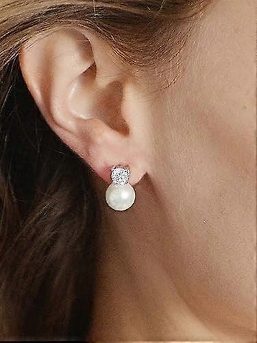 Hvide Perle CZ Top Øreringe 9mm til Bryllupper, Fester og Hverdagsbrug i Elegant Design
