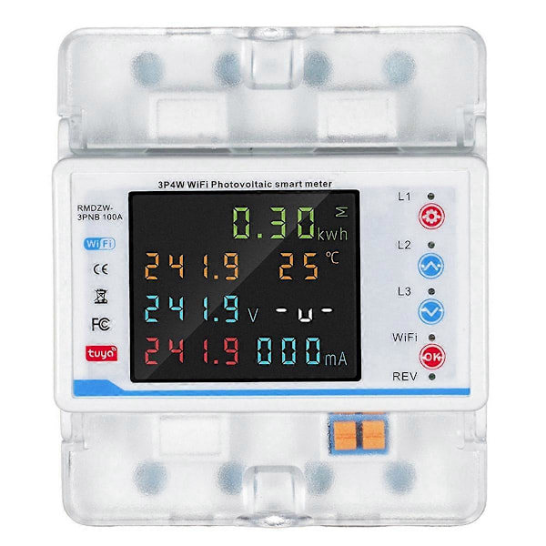Tuya WiFi Intelligent Switch Automatisk Feedback Beskyttelse 3P4W Strømmåler Trefaset Feedback Switch