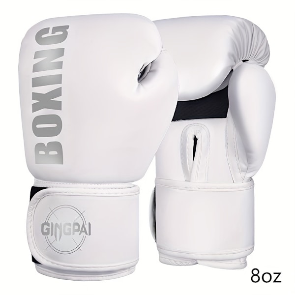 Boxningsträningshandskar, par, 8oz/10oz, för nybörjare och avancerade boxare, slitstarka boxningshandskar i läder blanco rosa 8 Oz