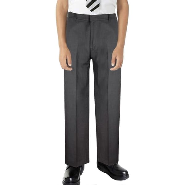 Barnebukser for gutter, ensfarget, skoleuniform, pull-up, normal passform, elastisk bukse Grey 15-16 Years