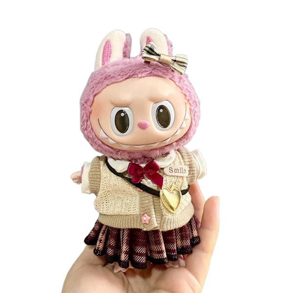 POP MART LABUBU The Monsters Plyschdocka Kläder JK Kjol Set 17cm Söt Inget Leksak Red