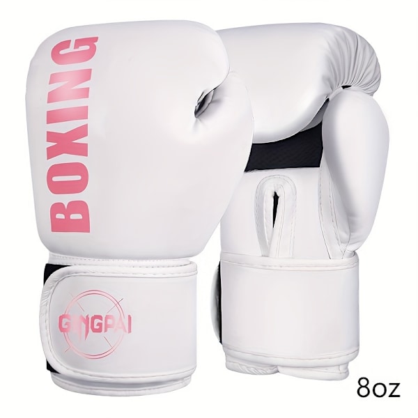 Boxningsträningshandskar, par, 8oz/10oz, för nybörjare och avancerade boxare, slitstarka boxningshandskar i läder blanco rosa 8 Oz