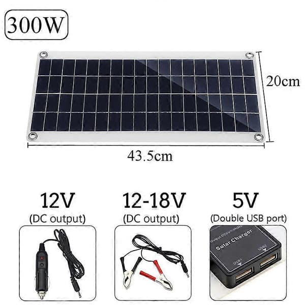 300w 12v Solcellepanel, Solcellepanelsett, Batteriladersett med 20-100A Solcelleladeregulator for Bobil Yacht Utendørs Hage 100A Controller