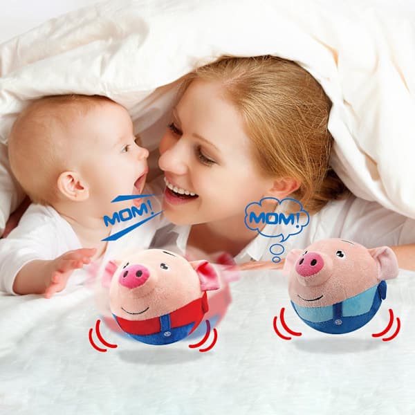 Jumping Pig Charging Version Bouncing Ball Plush Toy Recording Singing Cute Bouncing Toy Blue