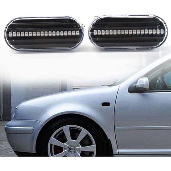 LED-sidemarkeringslys til MK4 R32 Golf B5 B5.5 Ny, erstatningsblinklys, sort røget linse