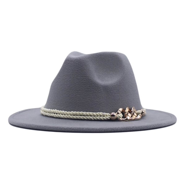 Dam klassisk bred floppy hatt i panamaull Fedora gray