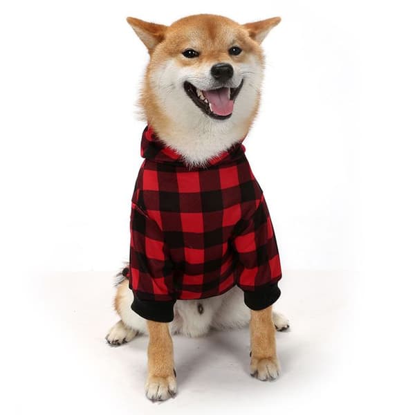 Hættebeklædning til hunde, klassisk rød/sort design, varme og stil til store hunde