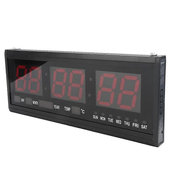 Stor Digital LED Alarm Timer Klocka Kalender Temperatur Jumbo Display Väggmontering Röd