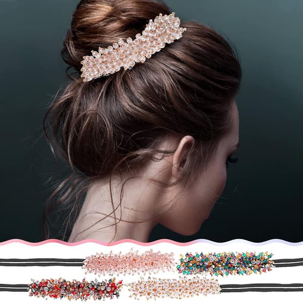 4 stk. Rhinestone Hårknold Maker Magisk Hårstyling Deft Bun Elegant Simpel Knold Maker (Mørk Farve)