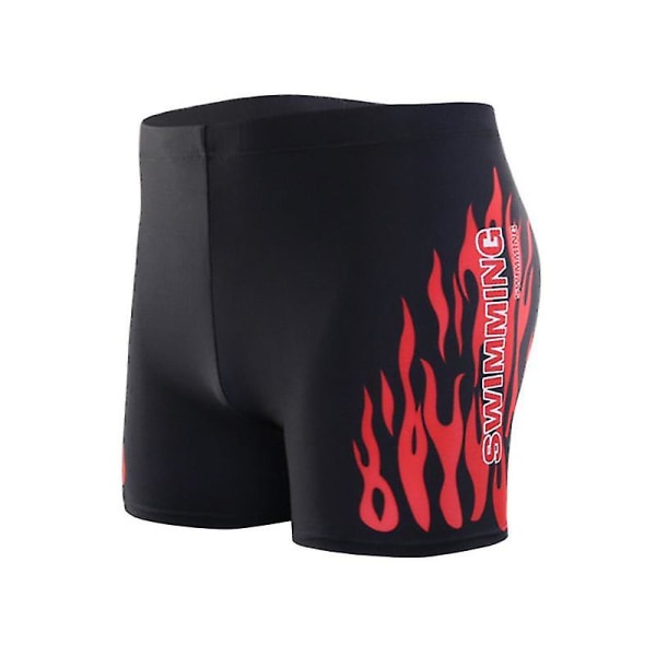Badbyxor för män Underkläder Boxer Byxor Black - Red Flame 3XL