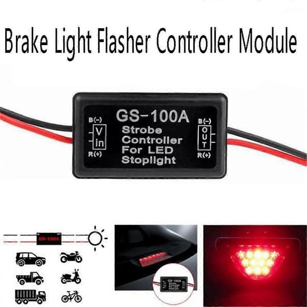 Flash Strobe Controller Bremselys Blinker Modul for Bil LED Bremsestopplys Lampe 12V black