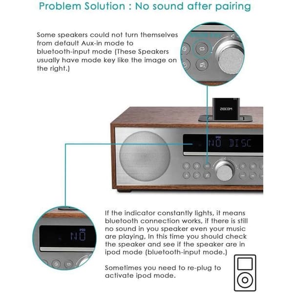 30-pinners Bluetooth-adaptermottaker for iPhone, iPod, Bose SoundDock og andre 30-pinners dokkhøyttalere