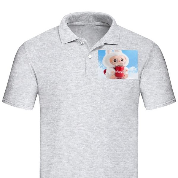 Piké för Vuxen | Elegant Pikétröja Labubu Summer Edition Grå Grå Small