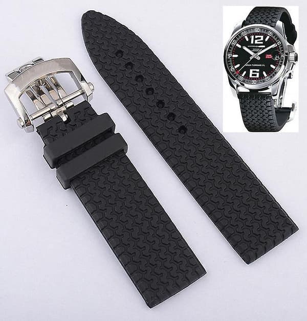 Chopard Butterfly Spænde Silikone Gummi Rem Black belt silver buckle 20cm