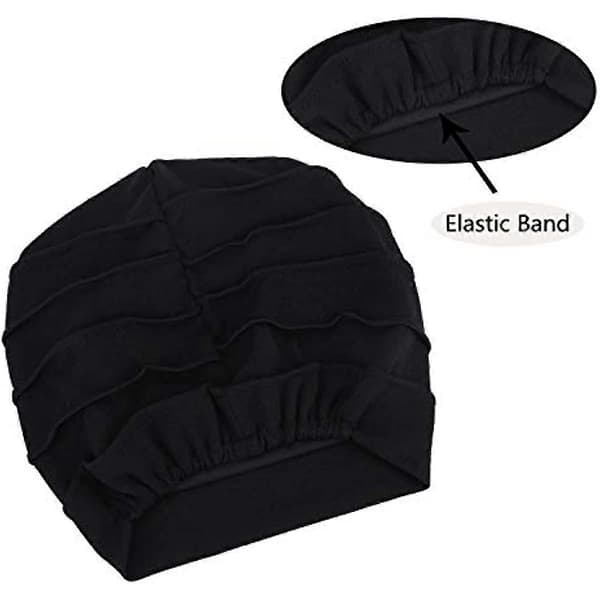 IBLUELOVER Bomull Sovehette Dame Lue Kjemolue Elastisk Turban Hodeplagg Lue Nattlue for Hårskjønnhet Dame Hodeplagg Black