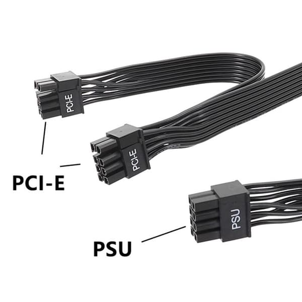 8-pin PSU til dobbel 6+2-pinners PCIe strømkabel, hann til hann GPU-kabel for modulær strømforsyning
