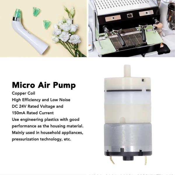 Mikro Luftpump DC 24V Lågt Ljud Mini Vakuumpump Inflationspump för Maskinutrustning Solid Normal