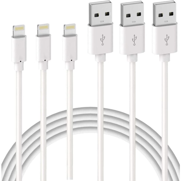 3 kpl iPhone-latauskaapeli 2m 【MFI-sertifioitu】 Lightning-latauskaapeli, yhteensopiva iPhone 11 Pro XS Max XR X 8 7 6s 6 Plus 5 SE iPadin kanssa, valkoinen johto