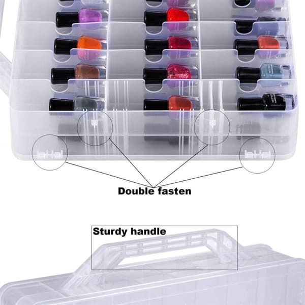 UNIQ Nail Polish Storage with 48 Compartments - Transparent Organizer