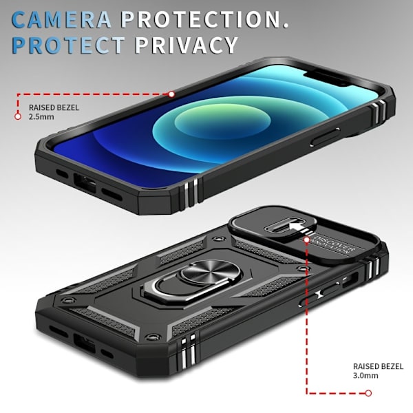 iPhone 15 Deksel CamShield Armor Ring Svart 69