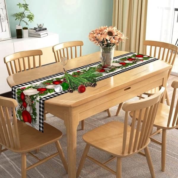 3X Sort og Hvid Gingham Juledug Ternet Julepynt Ferie Hjem Køkken Indretning
