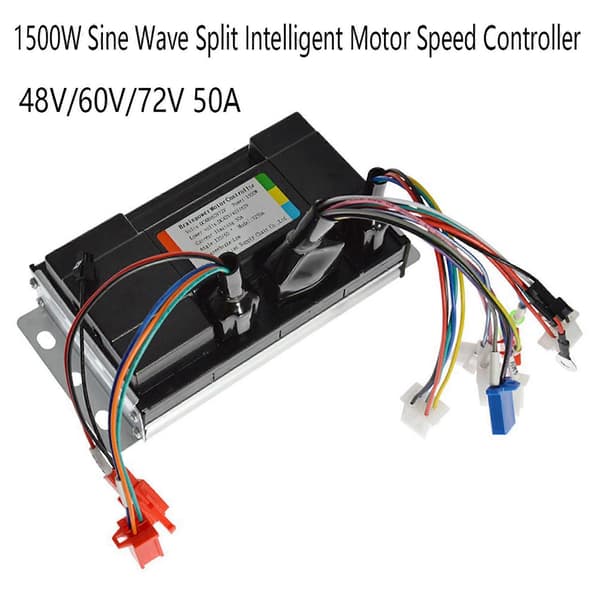 48V/60V/72V 50A Elektrisk Cykel Controller 1500W Sinusbølge Split Intelligent Motor Hastighedscontroller Black