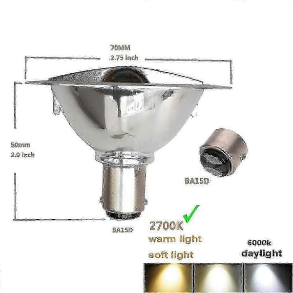 2x Led Ar70 Reflektor Lys 3w 12v Ba15d 2700k Spotlys 25w Halogen