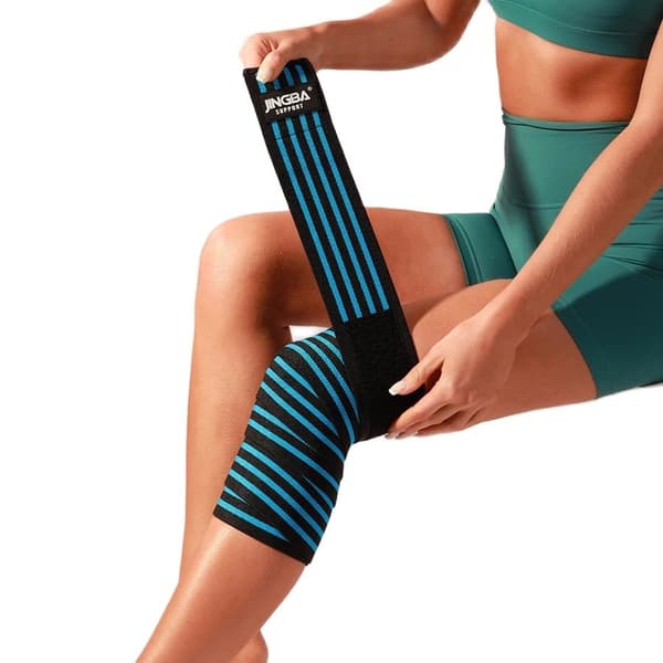 Justerbare elastiske knebind for PC-støtte, kompatible med vektløfting og kettlebell Blue one size