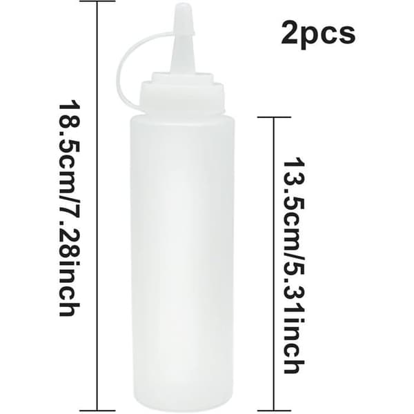 Set med 2 x 230 ml plastflaskor med lock för ketchup, klämflaskor för ketchup, etikett