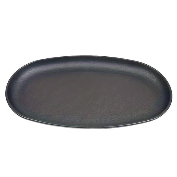 Støpejernsplate, oval støpejernspanne for biff, grillmat, grillet fisk