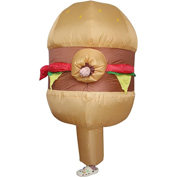 2023 nytt hamburger oppblåsbar kostyme for voksne menn kvinner Halloween fest cosplay klær Morsomme dekorasjoner