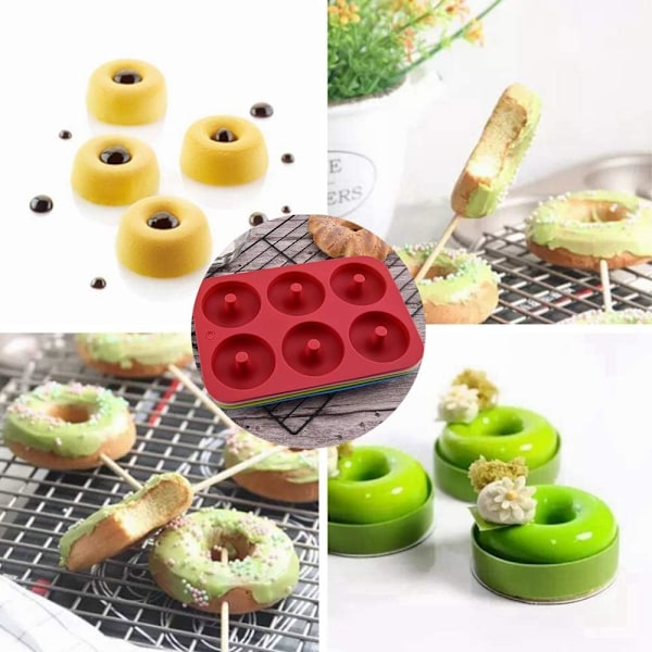 Non-stick silikonmunkformar (2-pack) - 6 hålrum - blå och röd färg