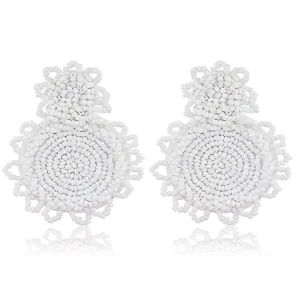 Statement Øreringe Perler Boheme Strand Mode Øreringe Til Kvinder White