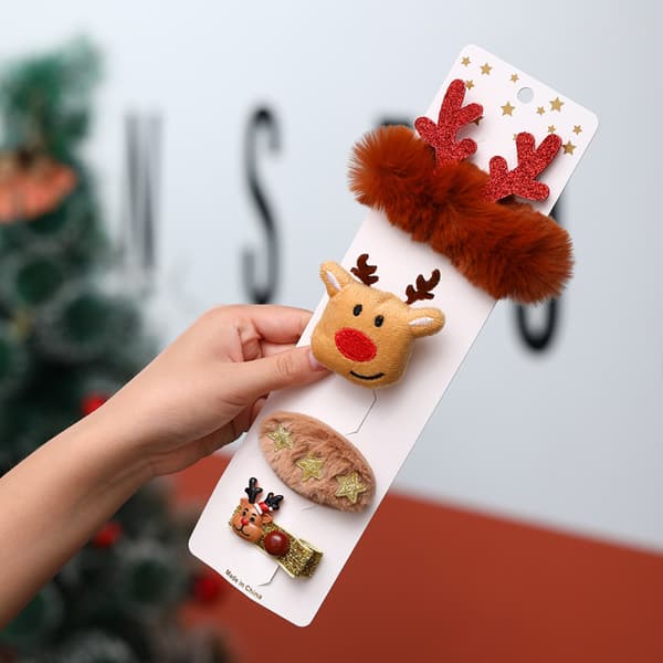 3 set med älg-julgrans hårspännen, kreativ Ch