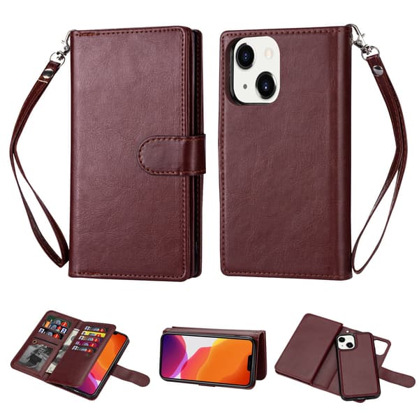 iPhone 14 - Practical 9-Card Wallet Case Turkos