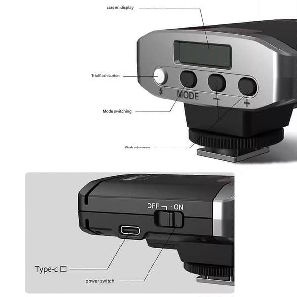 For TR-100 Mini Kamerablits Lys Speedlite Trådløs 5500K Blitssko Adapter