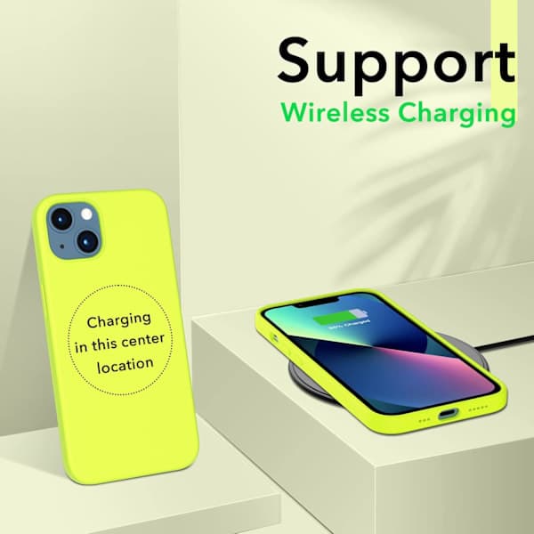 iPhone 13 Case, Liquid Silicone Case for 6.1 inch iPhone 13, Ultra-thin Case, Full Coverage Shockproof Protective Soft Case Fluorescent Green Fluorescent green