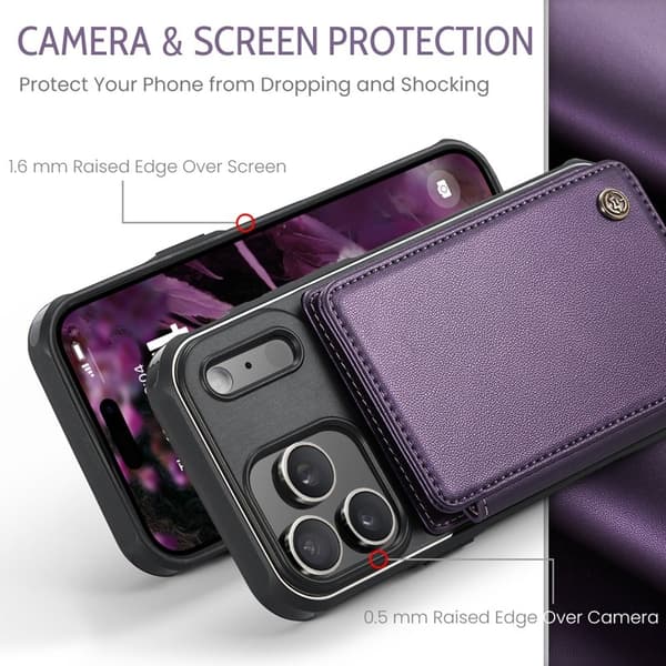 CASEME C22 Mobilskal til iPhone 17 Pro Max med RFID, Lilla