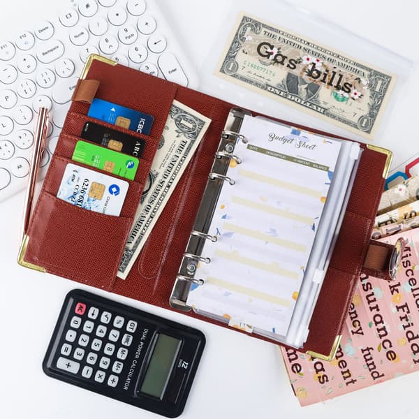 A6 Leopardprint PU-læder Budget Binder Organizer 360