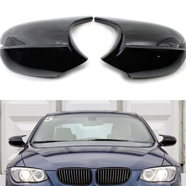 Carbon Fiber Mirror Covers for BMW E90 E91 E92 E93 PRE-LCI | Side Rearview Mirror Caps in ABS Plastic Glossy Black Texture Glossy black texture 2005–2008 models