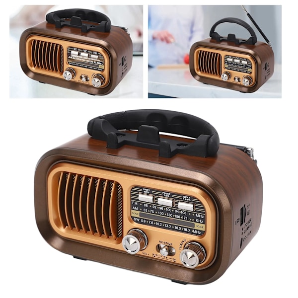 Vintage Kannettava Radio Kaiutin 3-kaistainen Monitoiminen Bluetooth AM FM Sisä- ja Ulkokäyttöön Pöytämalli Naranja
