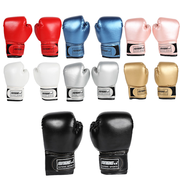 2 st Barn Boxhandskar PU Läder Fightinghandskar Sandsäck Kickboxning Thaihandskar Professionella för Barn Träning 03 red M