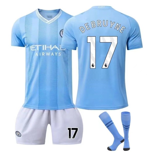 23-24 Manchester City Home Shirt Kit - Fotbollströja Kit - Outdoor Sports Quick Dry Shirts White 17 (strumpor) S