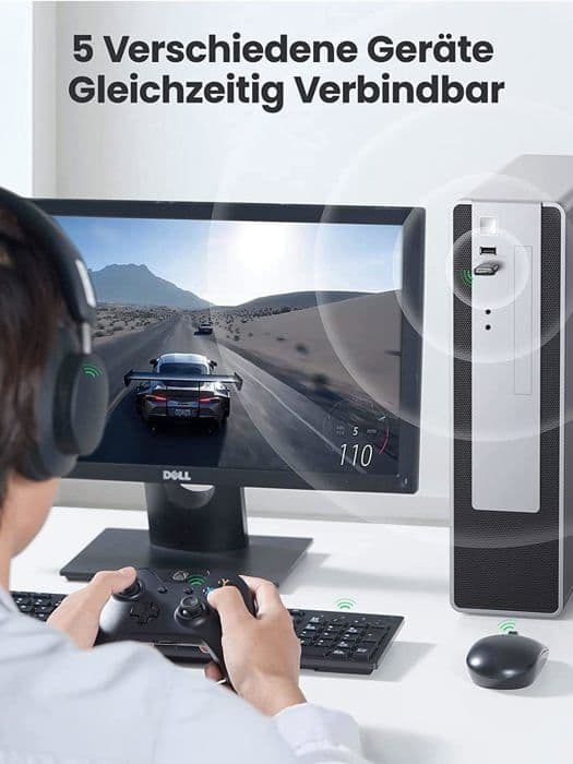 Bluetooth 5.4 Dongle, USB Bluetooth-adapter, til pc-tastatur, mus, headset, gamepad, Plug and Play under Windows 11/10/8.1/7