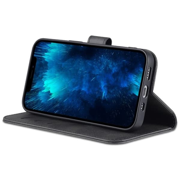 AZNS iPhone 14 Pro Wallet Case Artificial Leather - Shockproof - Black